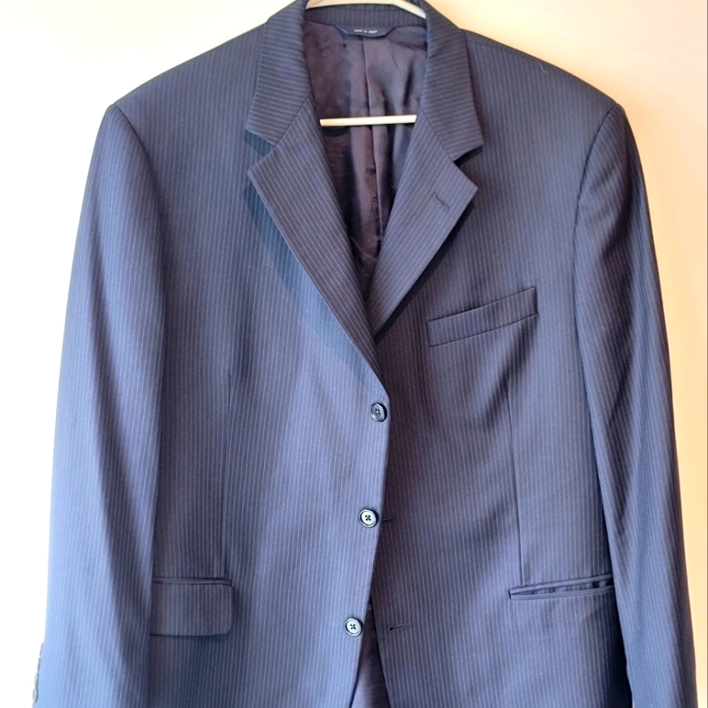 Brook Brothers Navy Pinestripe 1818 Madison 44 R men's suit 100% wool